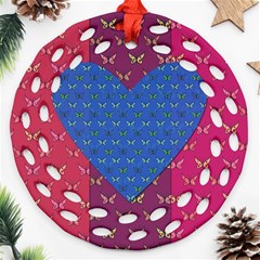 Butterfly Heart Pattern Ornament (round Filigree)