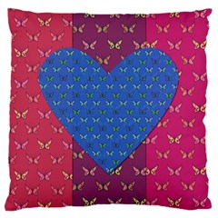 Butterfly Heart Pattern Large Cushion Case (one Side) by Simbadda