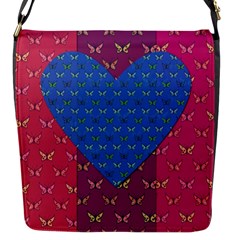 Butterfly Heart Pattern Flap Messenger Bag (s) by Simbadda