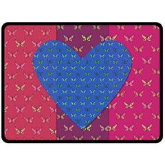 Butterfly Heart Pattern Double Sided Fleece Blanket (large)  by Simbadda