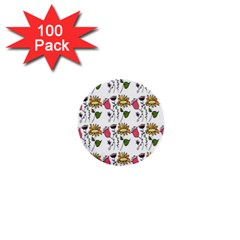 Handmade Pattern With Crazy Flowers 1  Mini Buttons (100 Pack)  by Simbadda