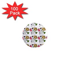 Handmade Pattern With Crazy Flowers 1  Mini Magnets (100 Pack)  by Simbadda