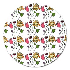 Handmade Pattern With Crazy Flowers Magnet 5  (round) by Simbadda