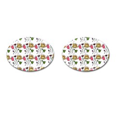 Handmade Pattern With Crazy Flowers Cufflinks (oval) by Simbadda