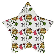 Handmade Pattern With Crazy Flowers Star Ornament (two Sides)