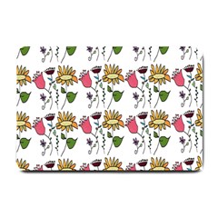 Handmade Pattern With Crazy Flowers Small Doormat  by Simbadda