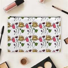 Handmade Pattern With Crazy Flowers Cosmetic Bag (large)  by Simbadda