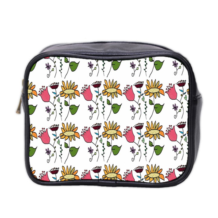 Handmade Pattern With Crazy Flowers Mini Toiletries Bag 2-Side