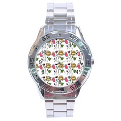 Handmade Pattern With Crazy Flowers Stainless Steel Analogue Watch by Simbadda