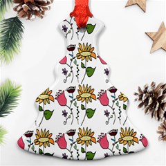 Handmade Pattern With Crazy Flowers Christmas Tree Ornament (two Sides)