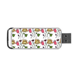 Handmade Pattern With Crazy Flowers Portable Usb Flash (two Sides) by Simbadda