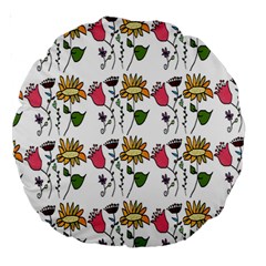 Handmade Pattern With Crazy Flowers Large 18  Premium Round Cushions