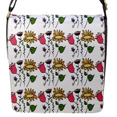 Handmade Pattern With Crazy Flowers Flap Messenger Bag (s) by Simbadda