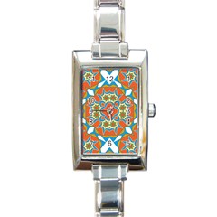 Digital Computer Graphic Geometric Kaleidoscope Rectangle Italian Charm Watch by Simbadda