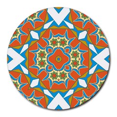 Digital Computer Graphic Geometric Kaleidoscope Round Mousepads by Simbadda