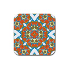 Digital Computer Graphic Geometric Kaleidoscope Rubber Square Coaster (4 Pack)  by Simbadda