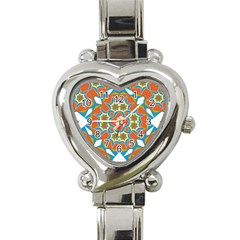 Digital Computer Graphic Geometric Kaleidoscope Heart Italian Charm Watch by Simbadda