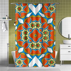 Digital Computer Graphic Geometric Kaleidoscope Shower Curtain 48  X 72  (small) 