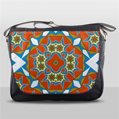 Digital Computer Graphic Geometric Kaleidoscope Messenger Bags by Simbadda