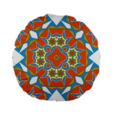 Digital Computer Graphic Geometric Kaleidoscope Standard 15  Premium Round Cushions by Simbadda