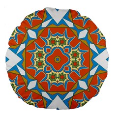 Digital Computer Graphic Geometric Kaleidoscope Large 18  Premium Round Cushions by Simbadda