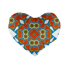 Digital Computer Graphic Geometric Kaleidoscope Standard 16  Premium Heart Shape Cushions by Simbadda