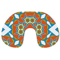 Digital Computer Graphic Geometric Kaleidoscope Travel Neck Pillows by Simbadda