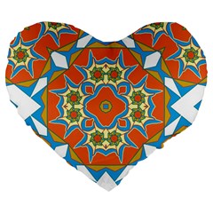 Digital Computer Graphic Geometric Kaleidoscope Large 19  Premium Flano Heart Shape Cushions by Simbadda