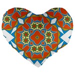 Digital Computer Graphic Geometric Kaleidoscope Large 19  Premium Flano Heart Shape Cushions Front