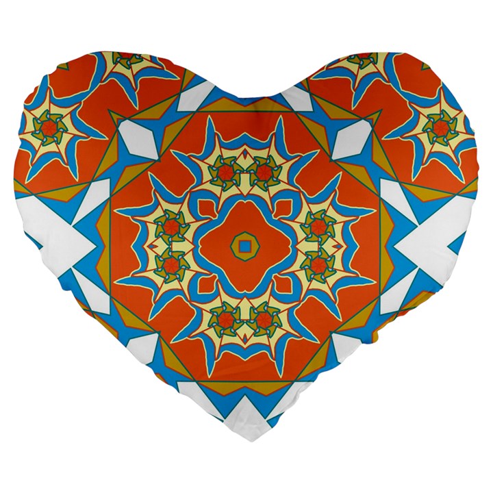 Digital Computer Graphic Geometric Kaleidoscope Large 19  Premium Flano Heart Shape Cushions