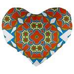 Digital Computer Graphic Geometric Kaleidoscope Large 19  Premium Flano Heart Shape Cushions Back