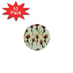 Vintage Style Seamless Floral Wallpaper Pattern Background 1  Mini Buttons (10 Pack)  by Simbadda