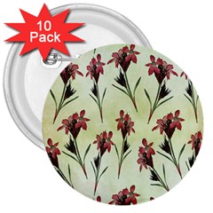 Vintage Style Seamless Floral Wallpaper Pattern Background 3  Buttons (10 Pack)  by Simbadda