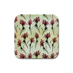 Vintage Style Seamless Floral Wallpaper Pattern Background Rubber Square Coaster (4 Pack)  by Simbadda