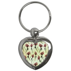 Vintage Style Seamless Floral Wallpaper Pattern Background Key Chains (heart) 