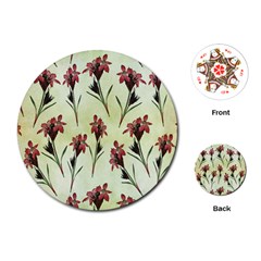 Vintage Style Seamless Floral Wallpaper Pattern Background Playing Cards (round) 