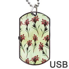 Vintage Style Seamless Floral Wallpaper Pattern Background Dog Tag Usb Flash (two Sides)