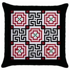 Vintage Style Seamless Black, White And Red Tile Pattern Wallpaper Background Throw Pillow Case (black)