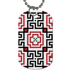 Vintage Style Seamless Black, White And Red Tile Pattern Wallpaper Background Dog Tag (two Sides) by Simbadda