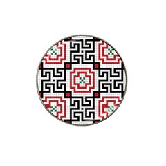 Vintage Style Seamless Black, White And Red Tile Pattern Wallpaper Background Hat Clip Ball Marker by Simbadda