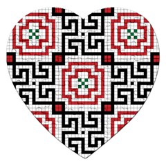 Vintage Style Seamless Black, White And Red Tile Pattern Wallpaper Background Jigsaw Puzzle (heart) by Simbadda