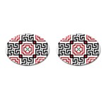 Vintage Style Seamless Black, White And Red Tile Pattern Wallpaper Background Cufflinks (Oval) Front(Pair)