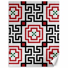 Vintage Style Seamless Black, White And Red Tile Pattern Wallpaper Background Canvas 12  X 16   by Simbadda