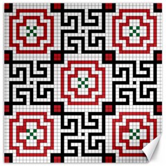 Vintage Style Seamless Black, White And Red Tile Pattern Wallpaper Background Canvas 16  X 16   by Simbadda