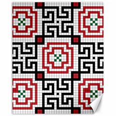 Vintage Style Seamless Black, White And Red Tile Pattern Wallpaper Background Canvas 16  X 20   by Simbadda