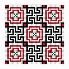 Vintage Style Seamless Black, White And Red Tile Pattern Wallpaper Background Medium Glasses Cloth (2-side) by Simbadda