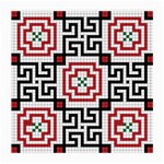 Vintage Style Seamless Black, White And Red Tile Pattern Wallpaper Background Medium Glasses Cloth (2-Side) Front