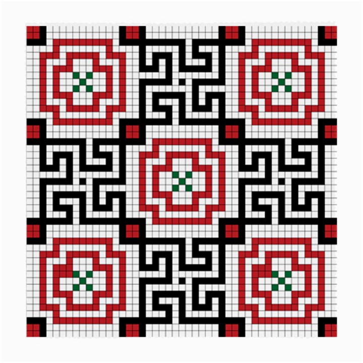 Vintage Style Seamless Black, White And Red Tile Pattern Wallpaper Background Medium Glasses Cloth (2-Side)