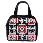 Vintage Style Seamless Black, White And Red Tile Pattern Wallpaper Background Classic Handbags (2 Sides) Back