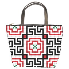 Vintage Style Seamless Black, White And Red Tile Pattern Wallpaper Background Bucket Bags by Simbadda